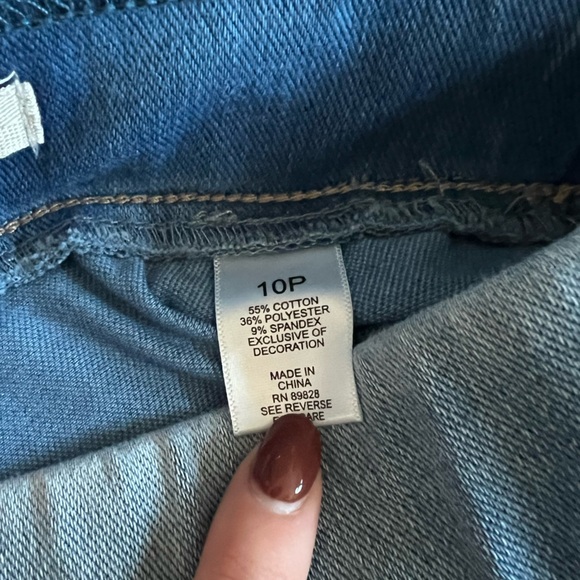 LOGO BY LORI GOLDSTEIN Straight Leg Pant Regular Knit Denim Shadow Patch Jean - Picture 9 of 9